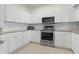 Bright kitchen features white cabinets, stainless steel appliances, and tile backsplash at 725 N Grandview Ave, Daytona Beach, FL 32118