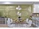 Dining area with an ornate decorative wall, designer light fixture and seating for six at 8122 Roseville Rd, Davenport, FL 33896