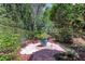 Serene backyard garden with brick pathway, bench seating, and privacy landscaping at 1166 Adair Park Pl, Orlando, FL 32804