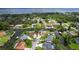 A picturesque aerial shot highlighting a waterfront community, featuring homes with private docks and access to waterways at 1620 Texas Ct, Tavares, FL 32778