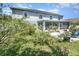 Backyard view showcasing the home's screened patio, manicured lawn, and solar panels at 3063 Mandolin Dr, Kissimmee, FL 34744