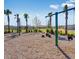 Community playground featuring swings, climbing structures, and soft landing with palm tree accents at 491 Wayland Dr, Haines City, FL 33844