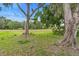Expansive backyard featuring mature trees and lush greenery, offering a private and serene outdoor space at 11 Huntley Ct, Haines City, FL 33844
