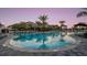 Expansive community pool surrounded by palm trees, loungers, and umbrellas for residents to enjoy at 4210 Barbuda Ln, Kissimmee, FL 34758