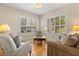 Living room featuring hardwood floors, comfortable seating, and large windows with plantation shutters at 4608 Atwood Dr, Orlando, FL 32828