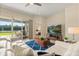 Bright living room with a beautiful lake view, comfortable seating, and a large TV at 4608 Atwood Dr, Orlando, FL 32828