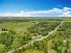 Expansive aerial view showcasing the property's wooded surroundings and open fields under a bright, partly cloudy sky at 9506 Number Two Rd, Howey In The Hills, FL 34737