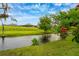 A lush backyard featuring serene water views and meticulous landscaping offers an idyllic retreat at 15862 Citrus Grove Loop, Winter Garden, FL 34787
