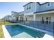 Backyard pool with fenced-in patio and view of the two-story home's backyard at 16103 Silver Brook Way, Winter Garden, FL 34787