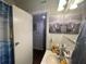 Bathroom featuring a vanity, mirrored cabinet, and shower with curtain at 2506 Perrine Pl, Orlando, FL 32808