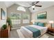 Spacious main bedroom with vaulted ceiling, plenty of natural light, and stylish decor at 485 Forestway Cir # 108, Altamonte Springs, FL 32701