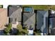 Aerial view of a neighborhood showcasing a home with a private backyard pool and well-maintained landscaping at 5007 Bellthorn Dr, Orlando, FL 32837