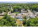 Aerial view of neighborhood featuring lush landscaping, mature trees, and a swimming pool at 793 Greenway Pl, Daytona Beach, FL 32114