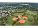 Aerial view showcasing proximity to multiple baseball fields, parks, and recreational facilities at 1341 W Belmar St, Lakeland, FL 33815
