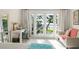 Bright bedroom featuring a desk area, full bed, and french doors to the outside at 1455 Kelso Blvd, Windermere, FL 34786