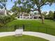 Stunning exterior elevation on sprawling lot with lush lawn, mature trees, and gated access to lakeside amenities at 1455 Kelso Blvd, Windermere, FL 34786