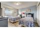 Bright bedroom featuring two twin beds, blue accent wall, and ample natural light at 2186 Tripoli Ct, Kissimmee, FL 34747