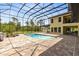 The enclosed pool area features a brick-paved patio with lounge seating and a clear view of the home at 2245 Bronco Dr., St Cloud, FL 34771