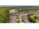 An aerial shot displays a community with a winding road next to lake and homes with screened pools at 2805 Lido Key Ct, Kissimmee, FL 34747
