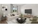 Bright living room with neutral tones, stylish decor, and large window overlooking the landscape at 3635 Arbordale Loop, Sanford, FL 32771