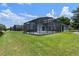 Beautiful backyard with a screened-in pool area, manicured lawn, and ample space for outdoor enjoyment at 548 Casterton Cir, Davenport, FL 33897