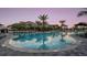 Expansive community pool with ample lounge chairs, umbrellas, and lush landscaping for a resort-like atmosphere at 5658 Nevis Ter, Kissimmee, FL 34758