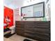 The bathroom showcases a decorative Minny Mouse shower curtain and ample vanity storage at 109 Kenny Blvd, Haines City, FL 33844