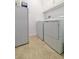 Efficient laundry room features matching washer and dryer sets with overhead storage and tile floors at 109 Kenny Blvd, Haines City, FL 33844