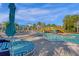 Community area featuring a lazy river, bridge and sun loungers near the clear water on a sunny day at 1221 Aloha Blvd, Davenport, FL 33897