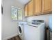 Functional laundry room featuring modern washer and dryer and upper cabinetry at 2114 Mount Vernon St, Orlando, FL 32803