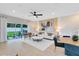 Open-concept living room features ample seating and sliding glass doors to a back patio at 3156 Emerald Acres Ln, Sanford, FL 32771