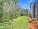 Lush backyard featuring green lawn and tropical landscaping at 600 Garden Club Dr, Deland, FL 32724