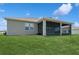 Well-maintained backyard showcasing the home's exterior and screened-in patio at 6139 Claystone Way, Mount Dora, FL 32757