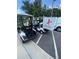 Restaurant delivery golf carts parked and ready for fast service at Encore Resort at 7745 Somersworth Dr, Kissimmee, FL 34747