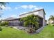 Well-manicured backyard featuring mature palm trees and a screened patio at 1003 Nathan Ridge Rd, Clermont, FL 34715