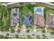 Aerial view of a neighborhood showcasing well-maintained homes, landscaping, and a community pool at 13137 Lower Harden Ave, Orlando, FL 32827