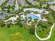 An aerial community view of the pool with palm trees and landscaped grounds at 14285 United Colonies Dr, Winter Garden, FL 34787