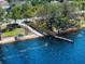 Scenic lake view featuring a wooden dock and walkway, surrounded by lush greenery and calm, blue water at 14285 United Colonies Dr, Winter Garden, FL 34787