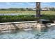 Luxury pool area featuring a stone waterfall, a fire pit, and lush landscaping at 14285 United Colonies Dr, Winter Garden, FL 34787