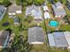 Aerial view of the house, outbuilding, pool and surrounding neighborhood at 1511 New York Ave, St Cloud, FL 34769