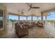 Expansive covered patio featuring elegant columns, comfortable seating, and panoramic views of the surrounding landscape at 304 Muirfield Loop, Reunion, FL 34747