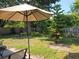 A spacious backyard featuring an umbrella for shade, complemented by a mature tree and partially fenced perimeter at 3055 Leflore Ln, Orlando, FL 32833