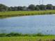 Picturesque view of a serene pond reflecting the surrounding landscape, bordered by lush green grasses and native trees at 3055 Leflore Ln, Orlando, FL 32833