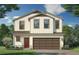 Beautiful new home with white siding, brick accents, two car garage, and tasteful landscaping at 3147 Cup Dr, Lakeland, FL 33803