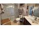 Bright bathroom features walk-in shower, modern fixtures, and decorative towels at 3338 Robert Trent Jones Dr # 30704, Orlando, FL 32835