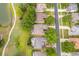 Aerial perspective of homes with a golf course and pond creating a harmonious blend of community and nature at 3843 Beacon Ridge Way, Clermont, FL 34711