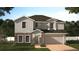 Two-story home with a stone veneer, two-car garage, green front lawn and beautifully landscaped front yard at 4062 Serene Water Ave, Eustis, FL 32736