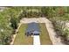 New single-story home with a gray roof, long driveway and a spacious treed yard at 9695 Sw 125 Court Rd, Dunnellon, FL 34432