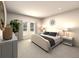 Serene main bedroom with neutral tones, large windows, and stylish decor at 1118 Cumberland Trail Dr, Lake Hamilton, FL 33851