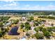 Picturesque aerial view of a home with a pond and community, enhanced with a location pin at 117 Clowson Ct, Ocoee, FL 34761